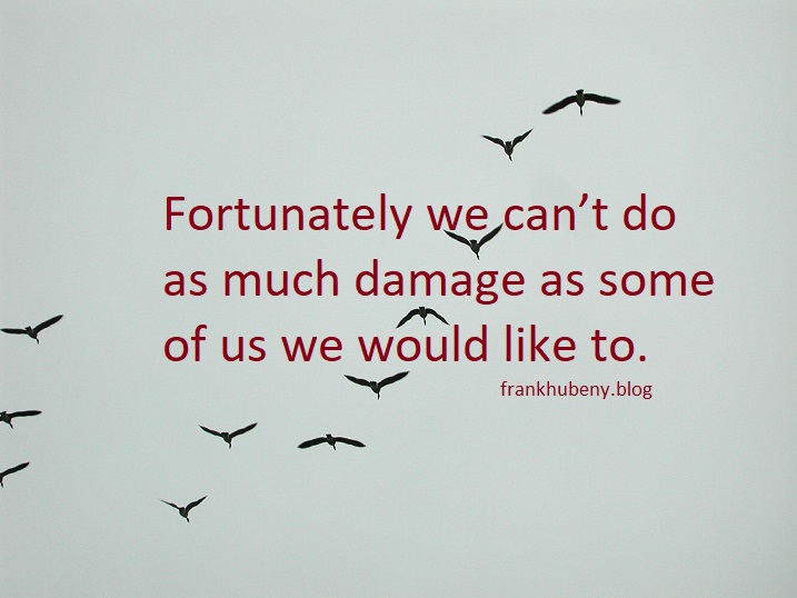 Fortunately we can't do as much damage as some of us would like to do.