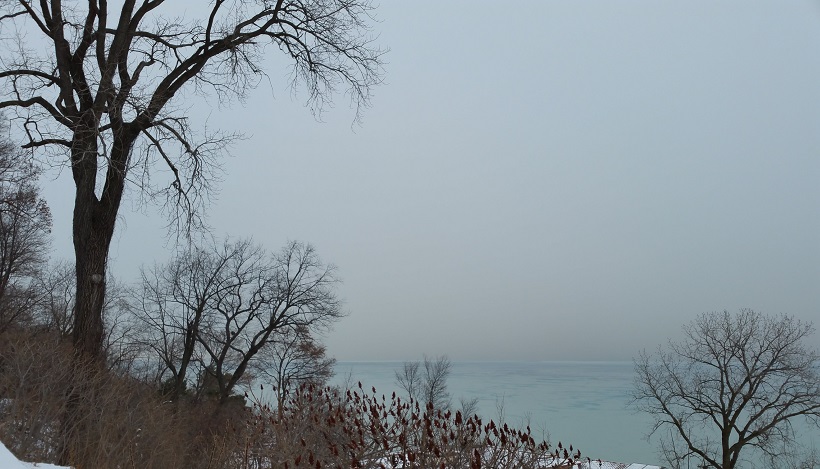 Lake Michigan and Overcast Winter Sky
